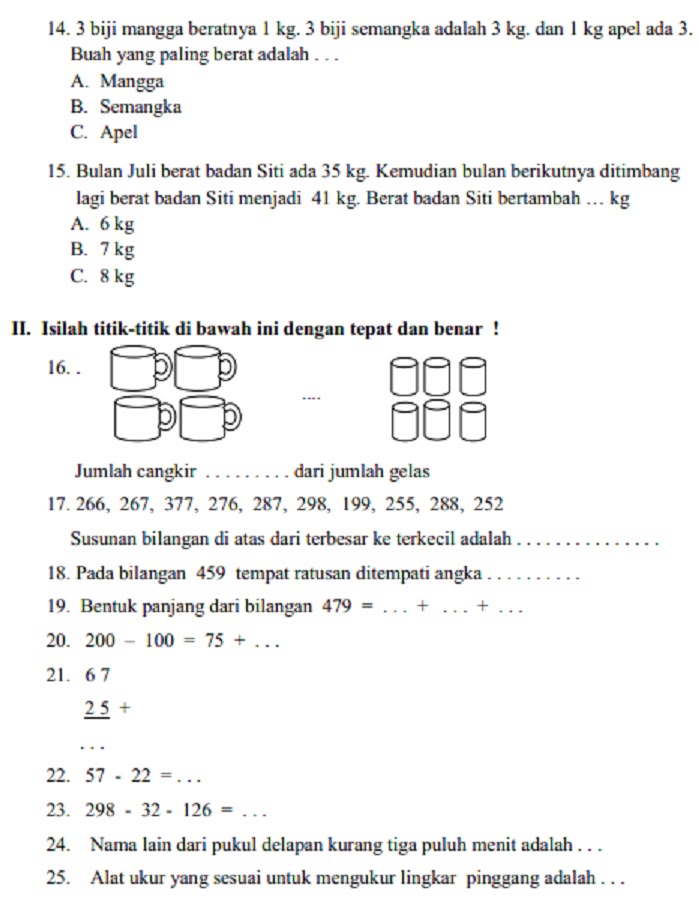 Latihan Soal Ulangan Pts Kelas 4 Semester 1 Bahasa Jawa Kunci Jawaban