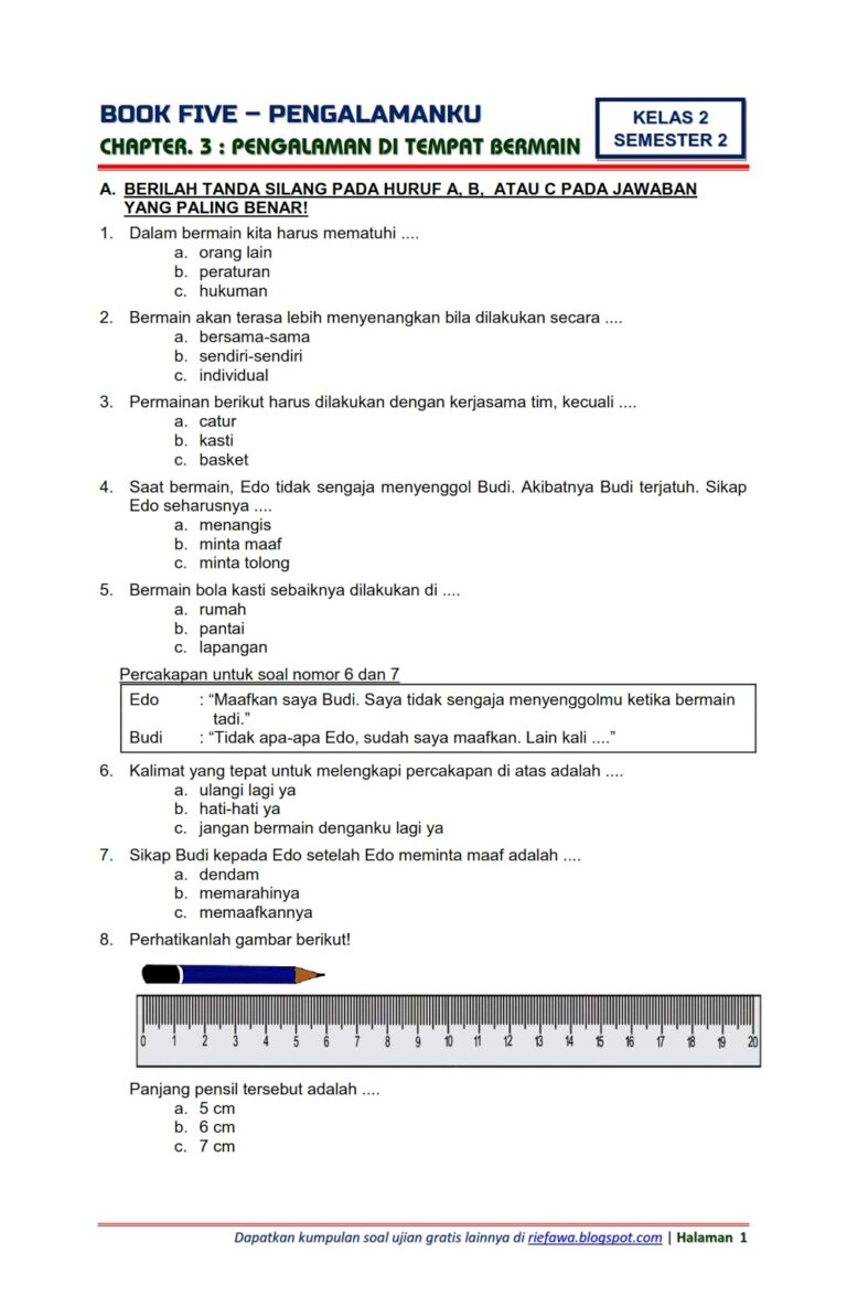 soal kelas 2 tema 5 soal kelas 2 tema 5