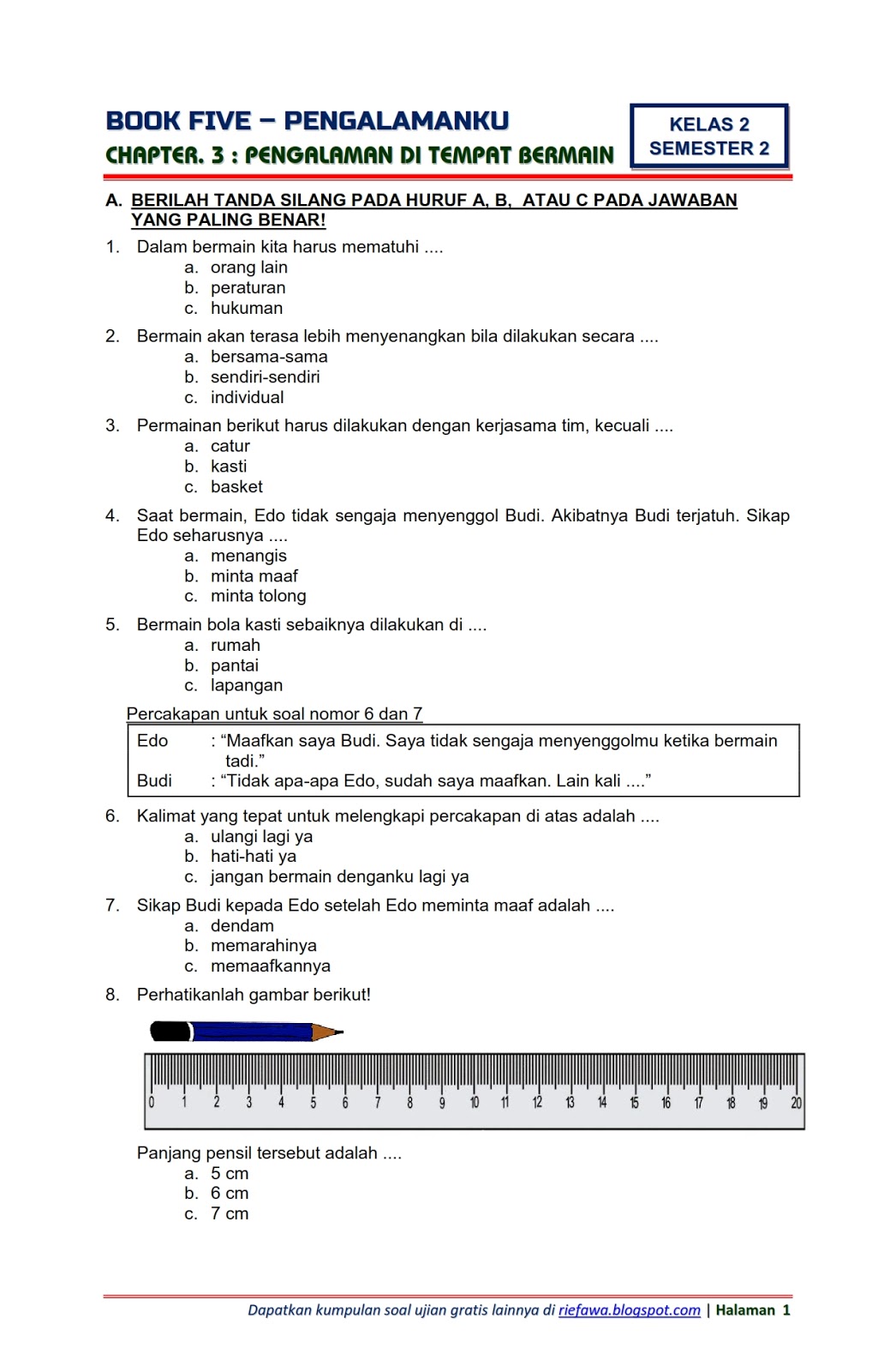 soal kelas 2 tema 5