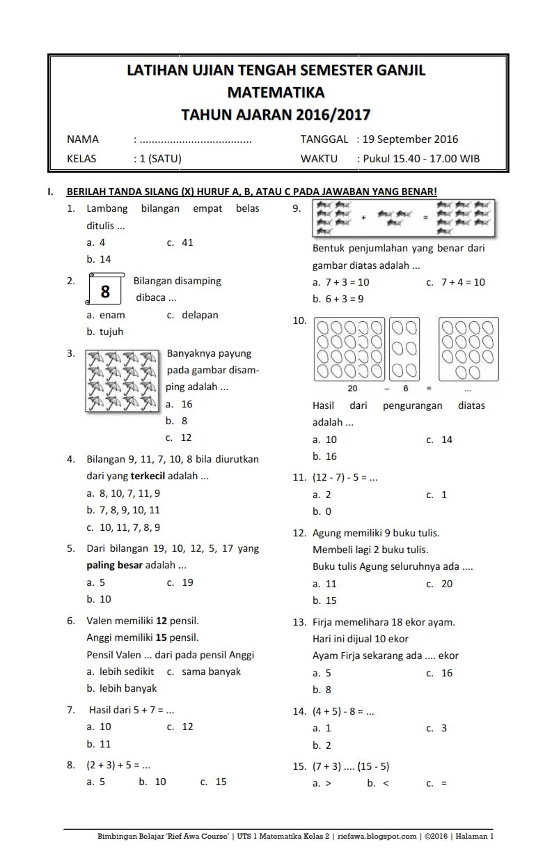 23 Soal Matematika Kelas 5 Ujian Tengah Semester 2 Mathematics class 23 Soal Matematika Kelas 5 Ujian Tengah Semester 2 Mathematics class