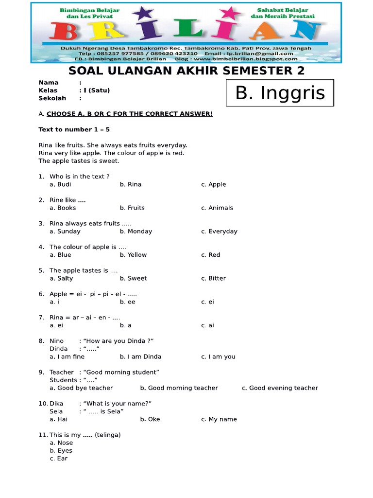 5 Soal PAS Bahasa Inggris Kelas 9 Semester 1 yang Sering Keluar di Ujian 5 Soal PAS Bahasa Inggris Kelas 9 Semester 1 yang Sering Keluar di Ujian