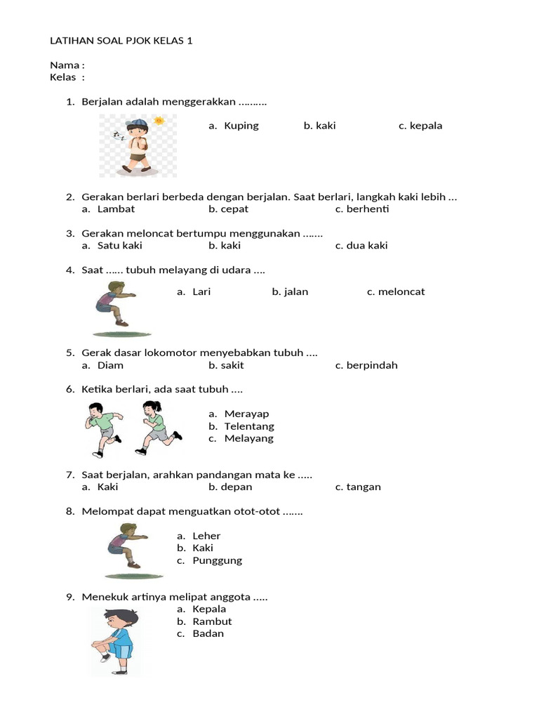 5 Soal PJOK Kelas 1 SD Paling Sering Keluar di Semester 1 2026, Wajib Latihan! 5 Soal PJOK Kelas 1 SD Paling Sering Keluar di Semester 1 2026, Wajib Latihan!