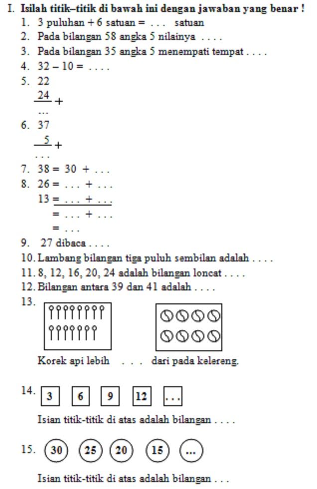 Mengintip Kesuksesan Belajar Contoh Soal UKK Matematika Kelas 1 SD