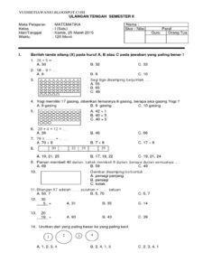 Soal Ulangan Kelas 1 Sd Semester 2 - Piffle me