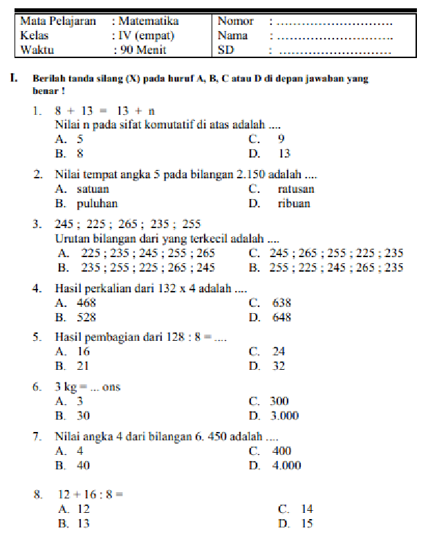 KisiKisi Soal Uas Sd Kelas 6 2013 ggetawards - Soal Soal Matematika KisiKisi Soal Uas Sd Kelas 6 2013 ggetawards - Soal Soal Matematika