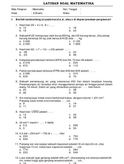 Ternyata 5 Contoh Soal Matematika KPK dan FPB Kelas 4 SD Wajib Dicoba Orang Tua di 2026 Ternyata 5 Contoh Soal Matematika KPK dan FPB Kelas 4 SD Wajib Dicoba Orang Tua di 2026