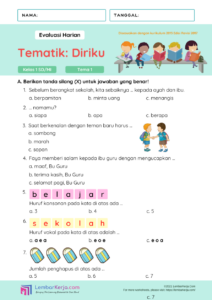 Mengasah Pemahaman Dini Contoh Soal Ulangan Tematik Kelas 1 SD Tema 2