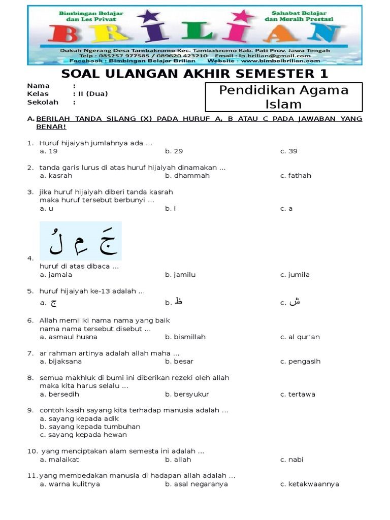 Ternyata Ini Dia Soal Agama Islam Kelas 2 Semester 1 yang Paling Sering Keluar di 2026 Ternyata Ini Dia Soal Agama Islam Kelas 2 Semester 1 yang Paling Sering Keluar di 2026