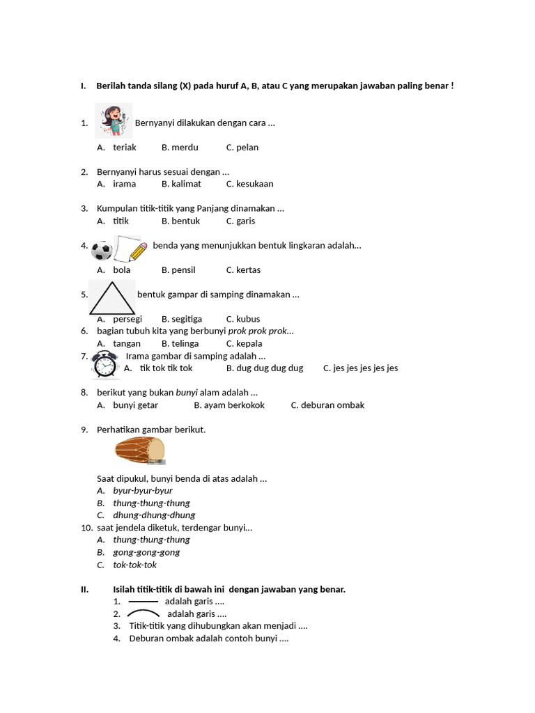 Soal Kelas 1 SBDP 2024 PDF Soal Kelas 1 SBDP 2024 PDF
