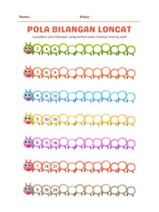 Pola Bilangan Loncat Lembar Kerja Pemainan Matematika Warna Warni