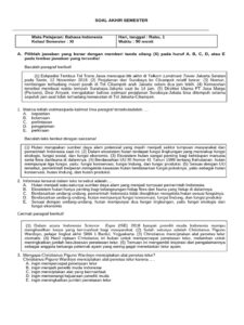 Soal Bahasa Indonesia Kelas XI Semester 1 PDF