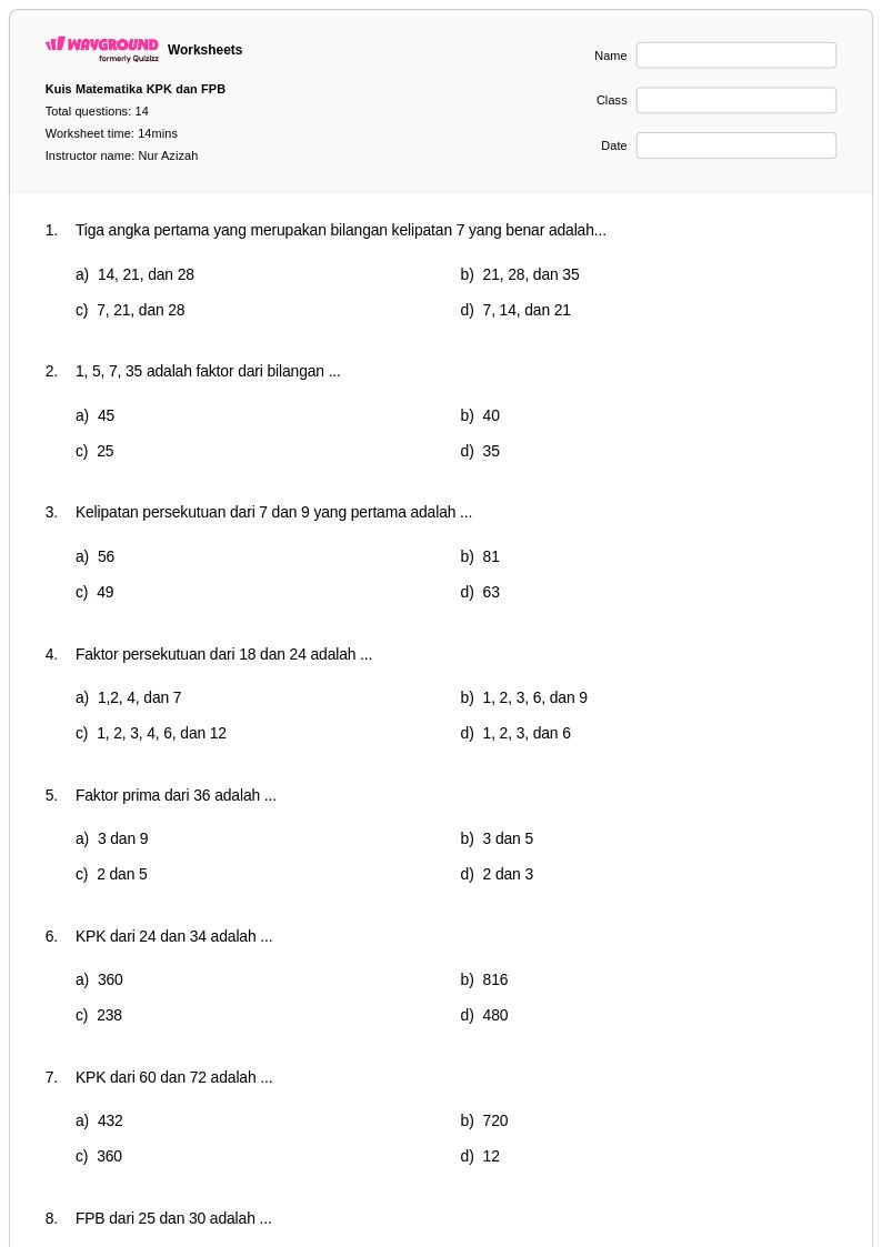 Ternyata Ini Rahasia Kumpulan Soal Matematika Kelas 4 FPB KPK yang Jarang Diketahui Guru dan Orang Tua
